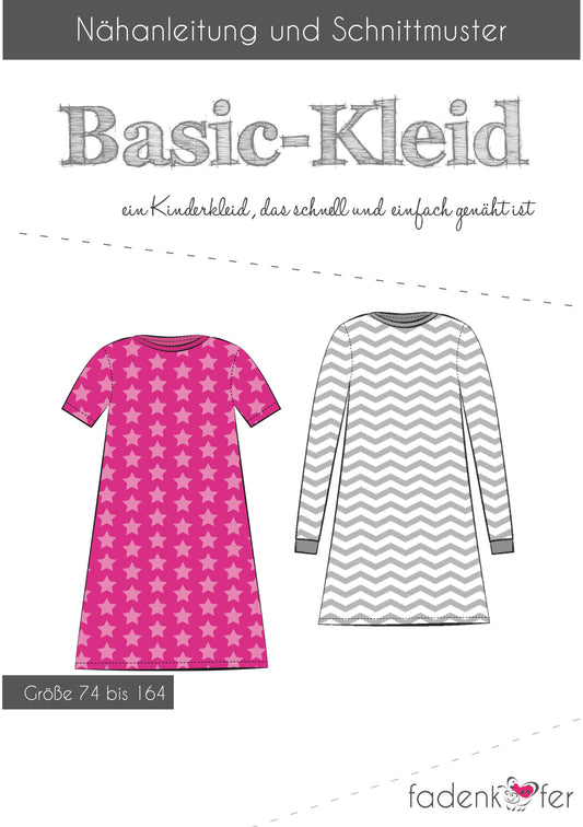 Basic-Kleid Kinder Schnittmuster Große 74 bis 164