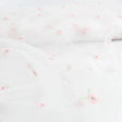 Tüllstoff mit gestickten rosa Blumen - Stofftime
