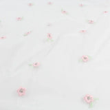 Tüllstoff mit gestickten rosa Blumen - Stofftime
