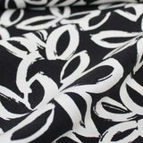 Viskose Nylon Weiße Blumen | Schwarz - Stofftime