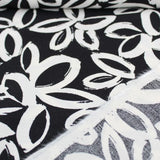 Viskose Nylon Weiße Blumen | Schwarz - Stofftime