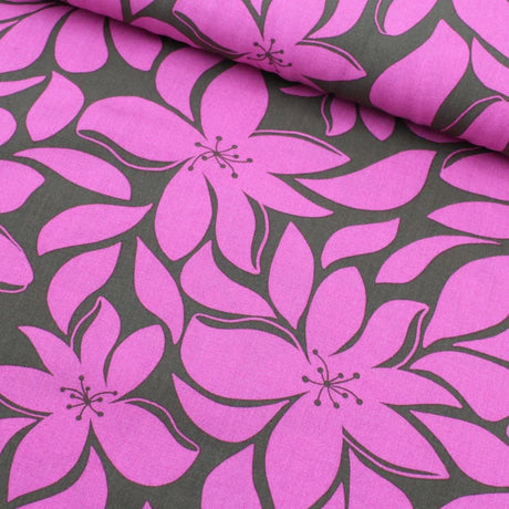 Viskose Stoff Rosa Blumen - Stofftime