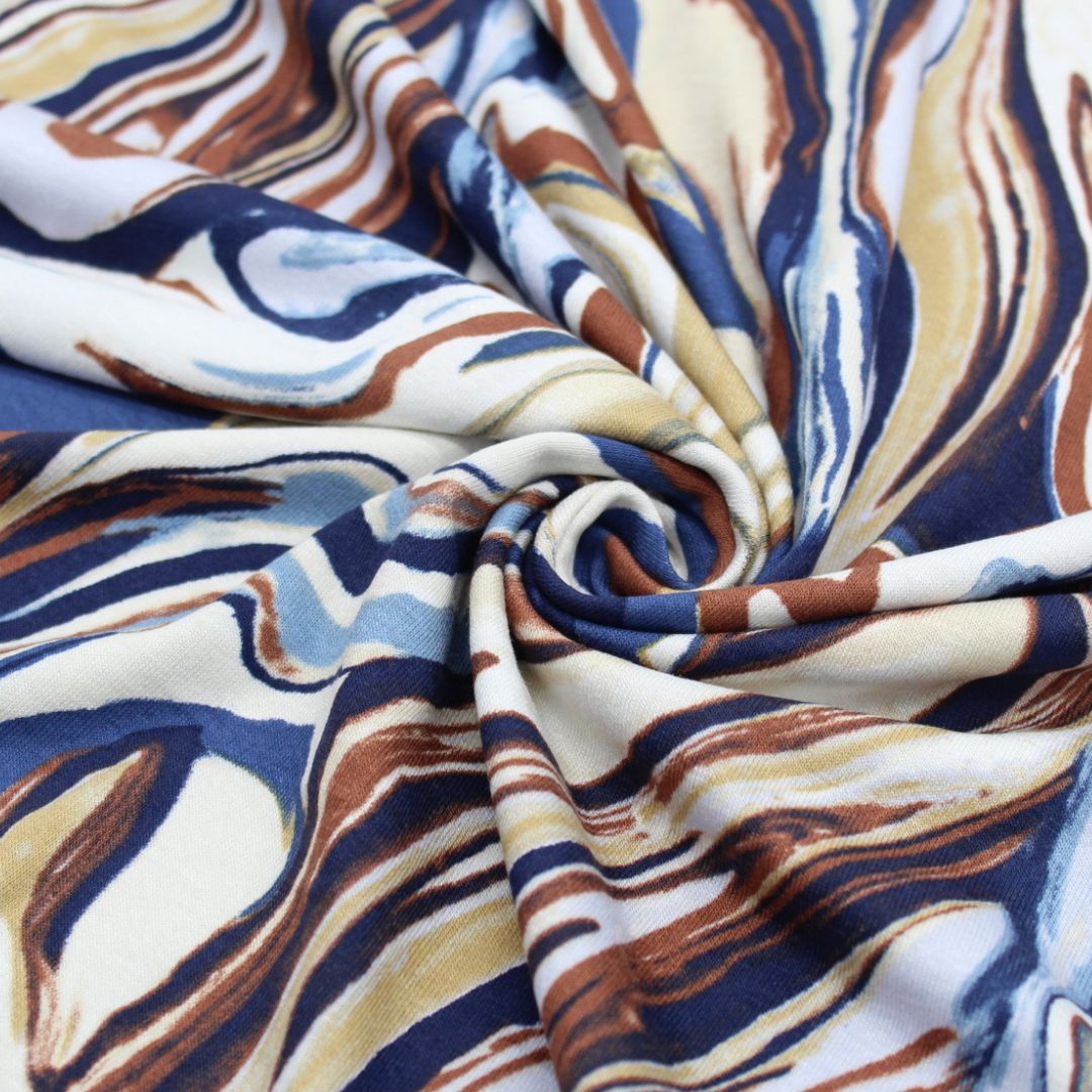 Viskosejersey Wellen | Jeansblau - Stofftime