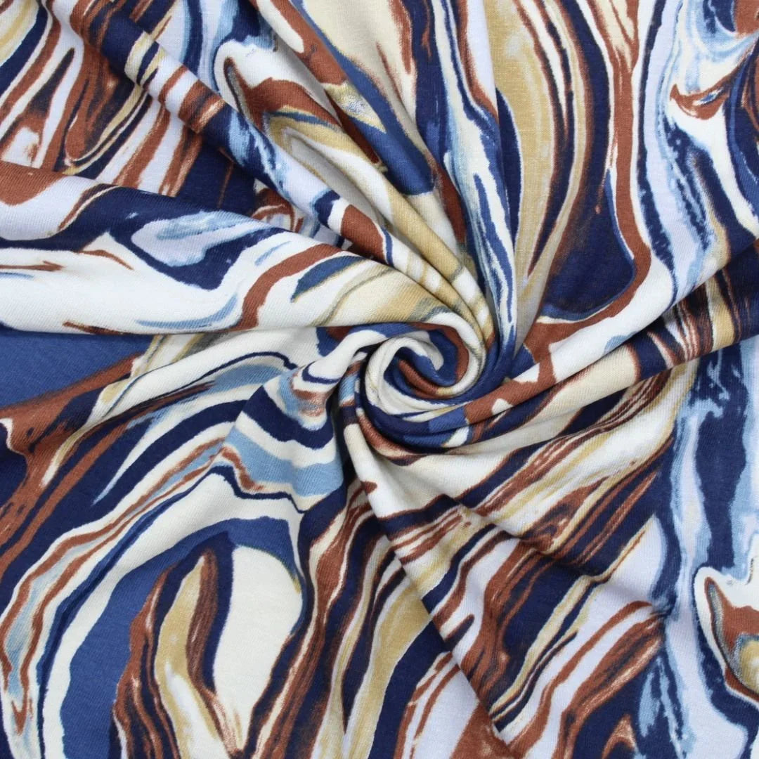 Viskosejersey Wellen | Jeansblau - Stofftime