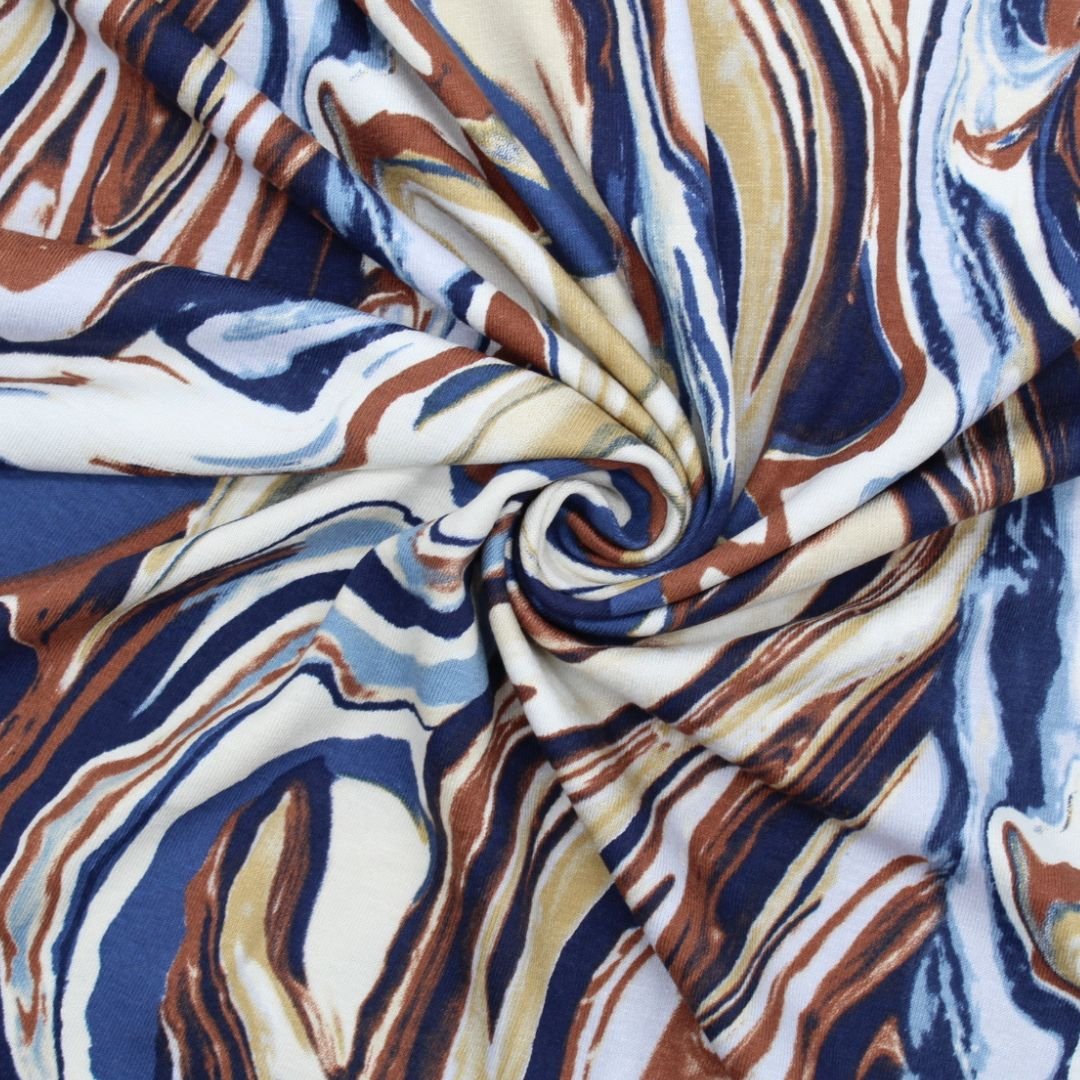 Viskosejersey Wellen | Jeansblau - Stofftime