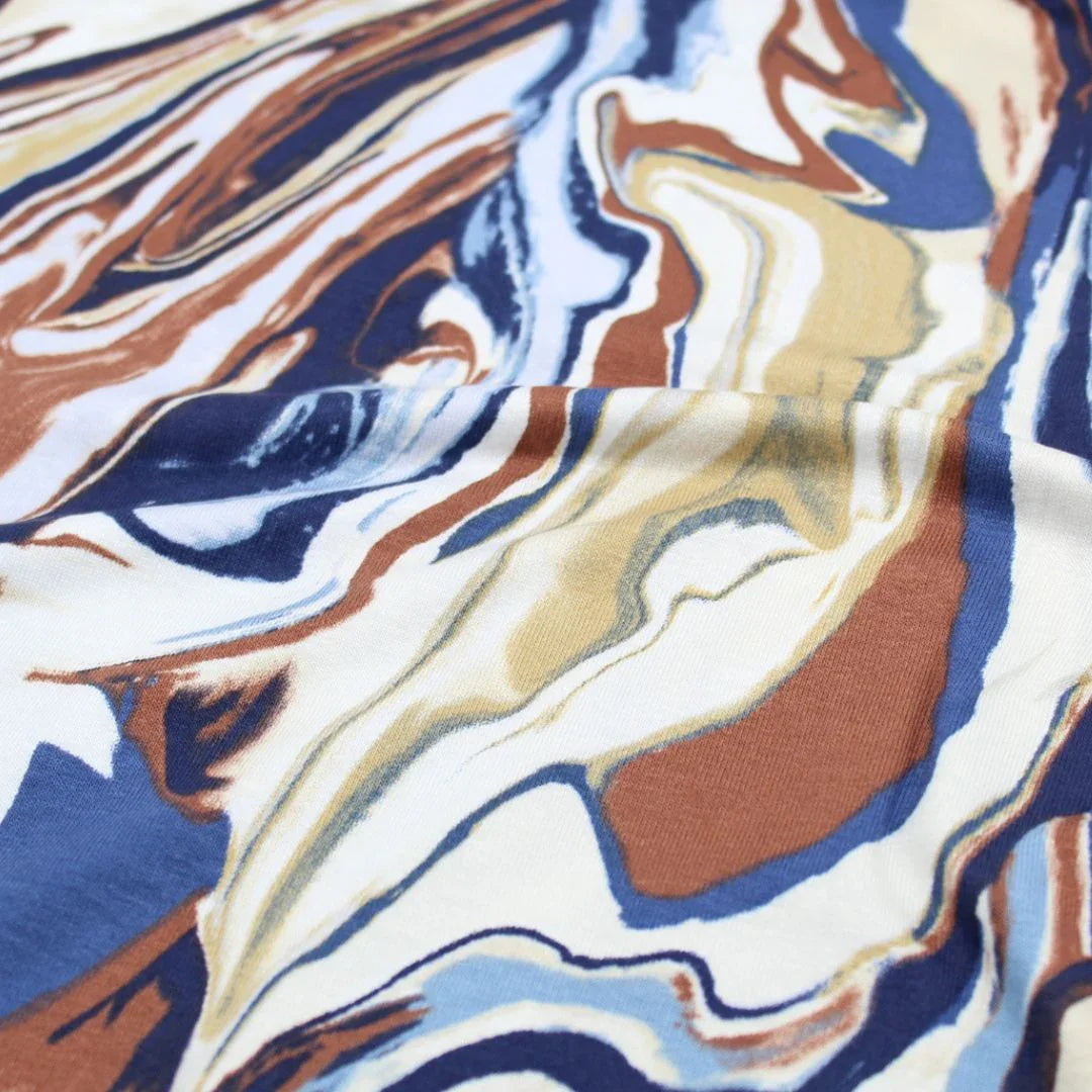 Viskosejersey Wellen | Jeansblau - Stofftime