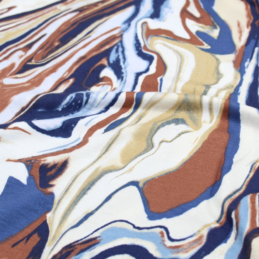 Viskosejersey Wellen | Jeansblau - Stofftime