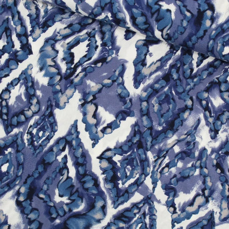 Viskosestoff Abstrakt Blau - Weiß - Stofftime