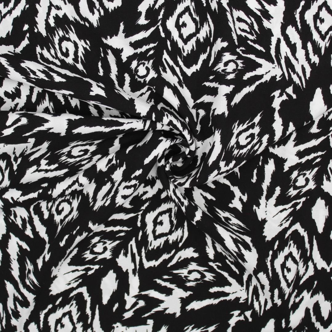 Viskosestoff Abstrakt Schwarz - Weiß - Stofftime