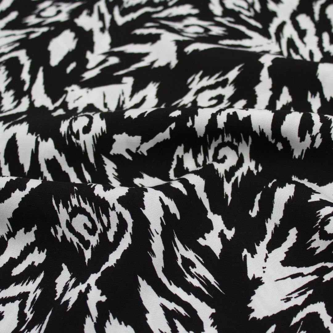 Viskosestoff Abstrakt Schwarz - Weiß - Stofftime