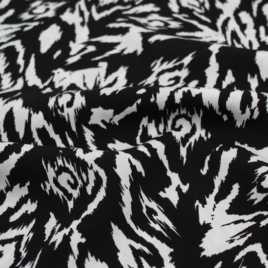 Viskosestoff Abstrakt Schwarz - Weiß - Stofftime