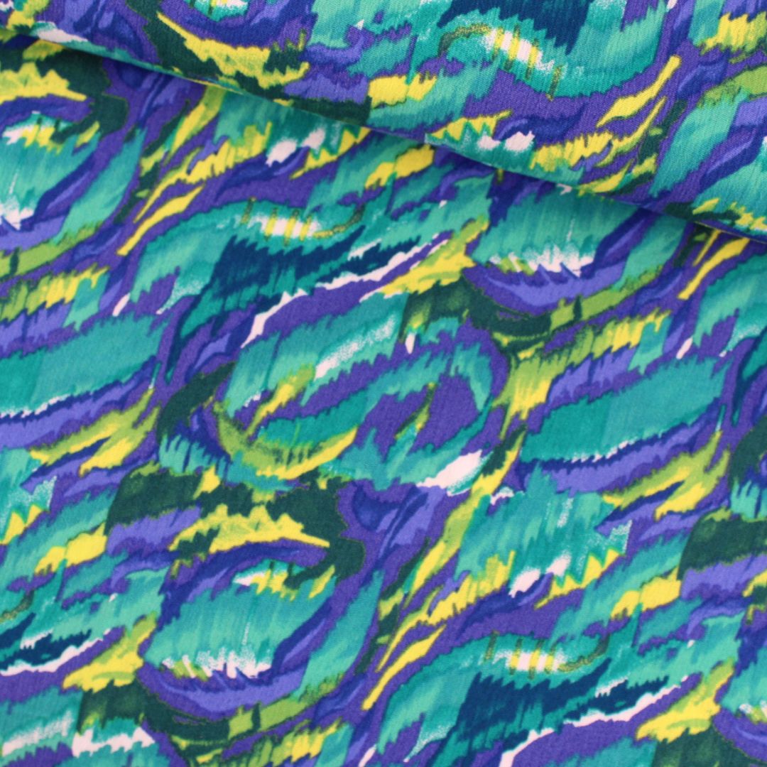 Viskosestoff Crincle - Abstrakt | Türkis - Stofftime