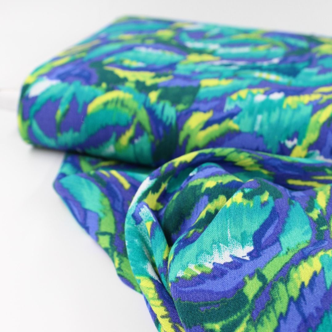 Viskosestoff Crincle - Abstrakt | Türkis - Stofftime