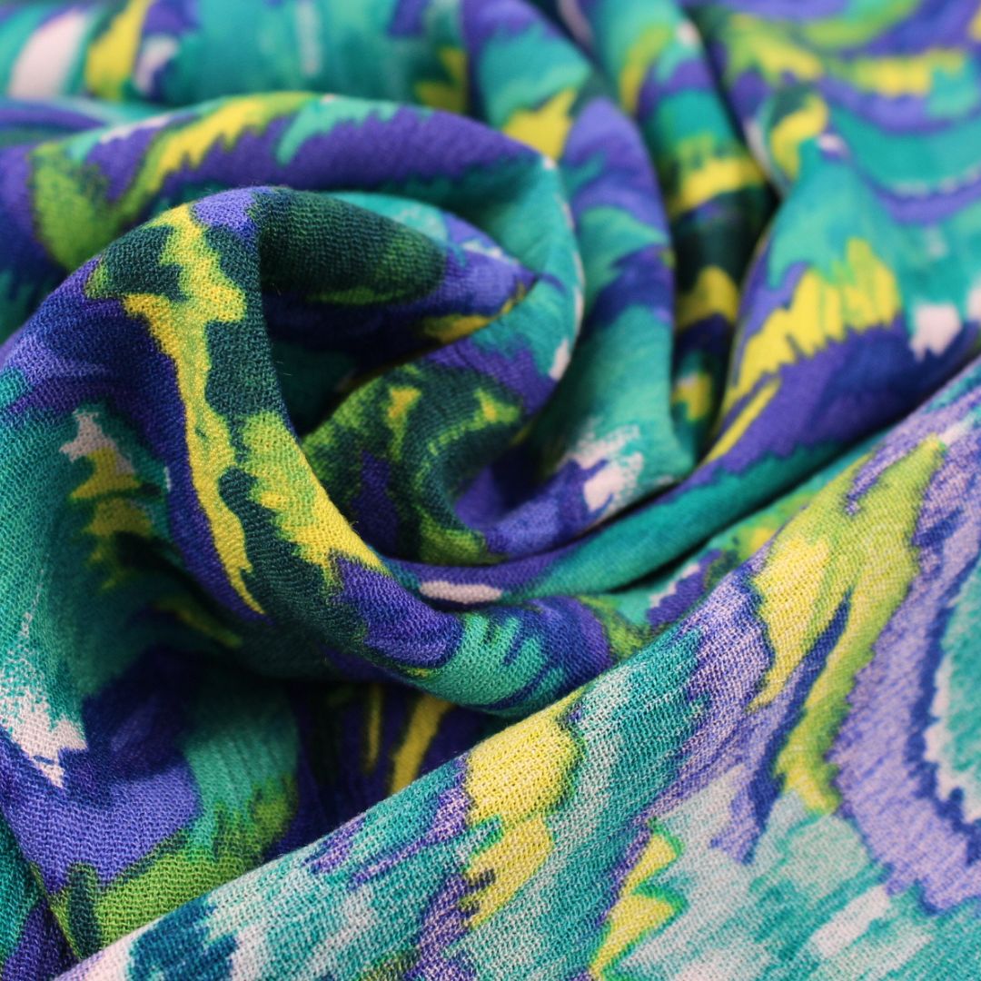 Viskosestoff Crincle - Abstrakt | Türkis - Stofftime