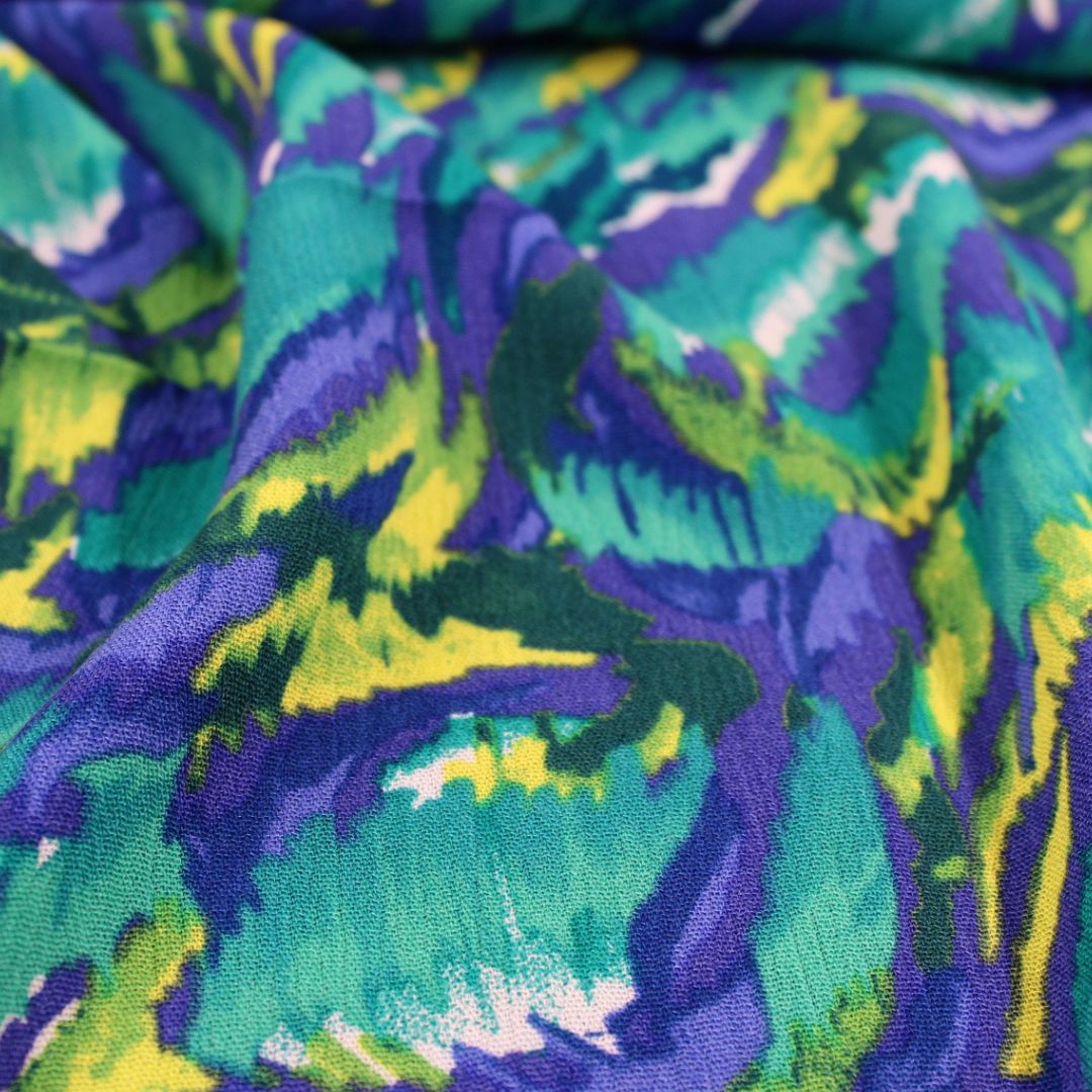 Viskosestoff Crincle - Abstrakt | Türkis - Stofftime