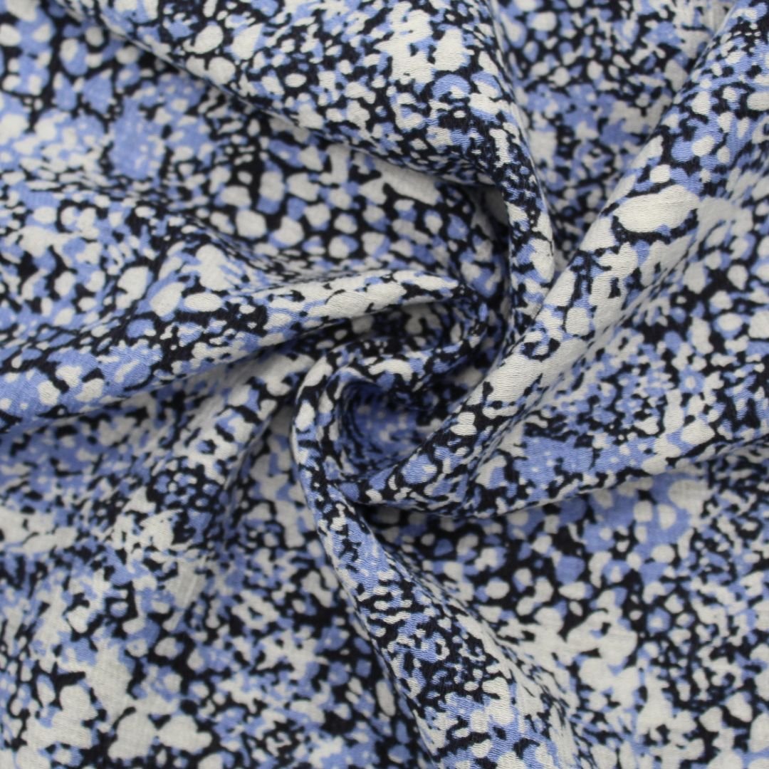 Viskosestoff Crincle - Punkte Blau - Stofftime