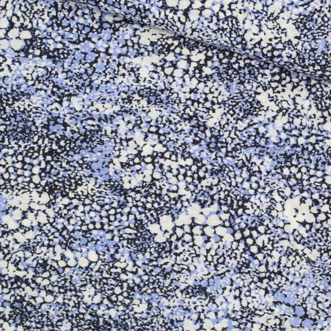Viskosestoff Crincle - Punkte Blau - Stofftime
