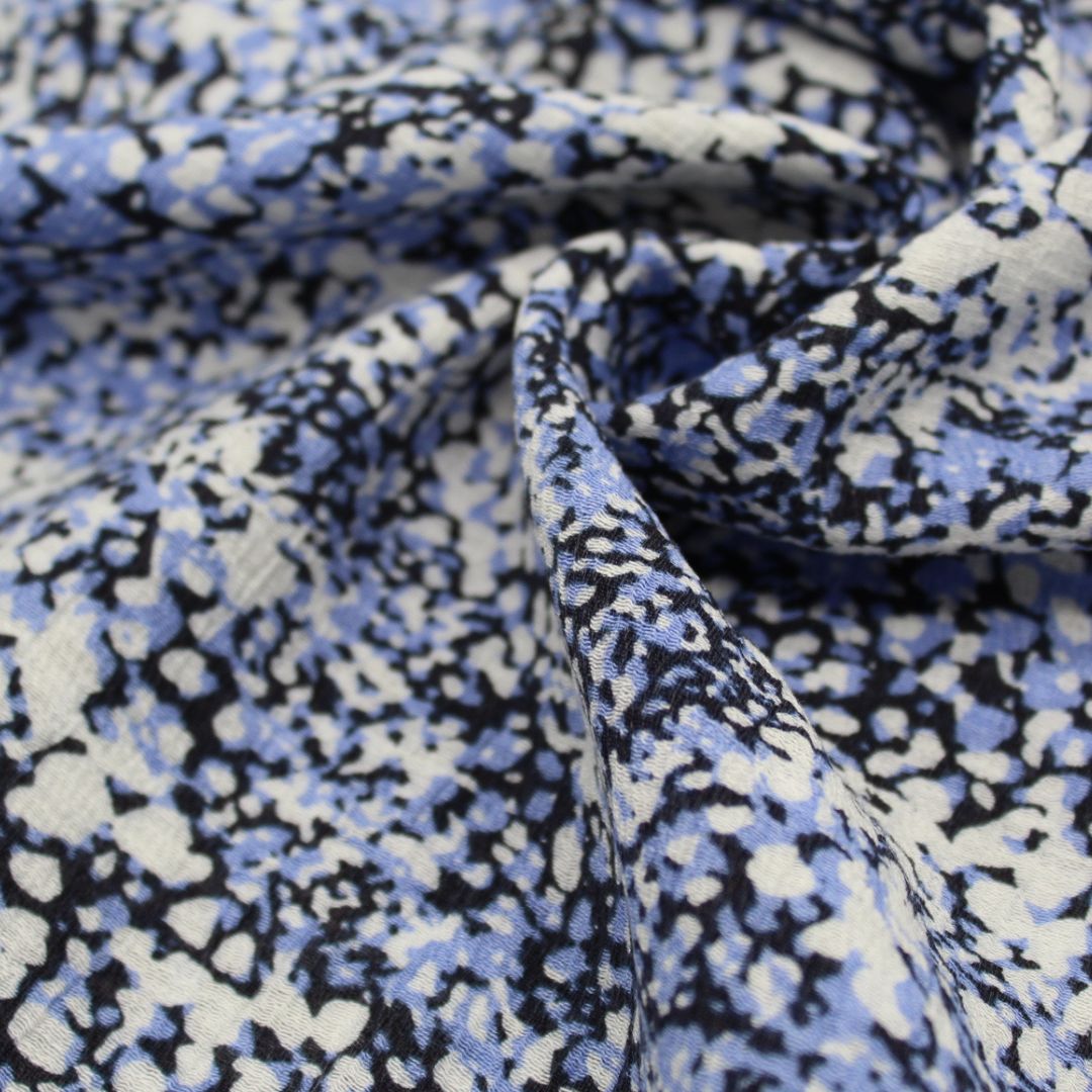 Viskosestoff Crincle - Punkte Blau - Stofftime