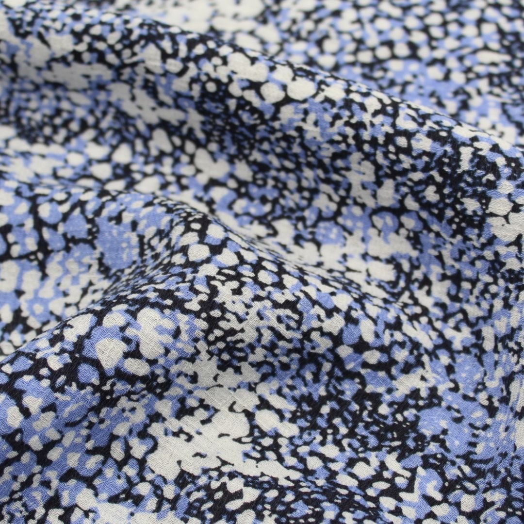 Viskosestoff Crincle - Punkte Blau - Stofftime