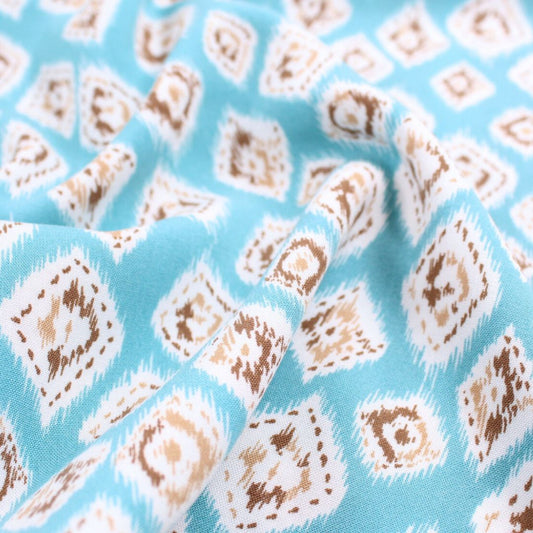 Viskosestoff mit Rautenmuster | Türkisblau - Stofftime