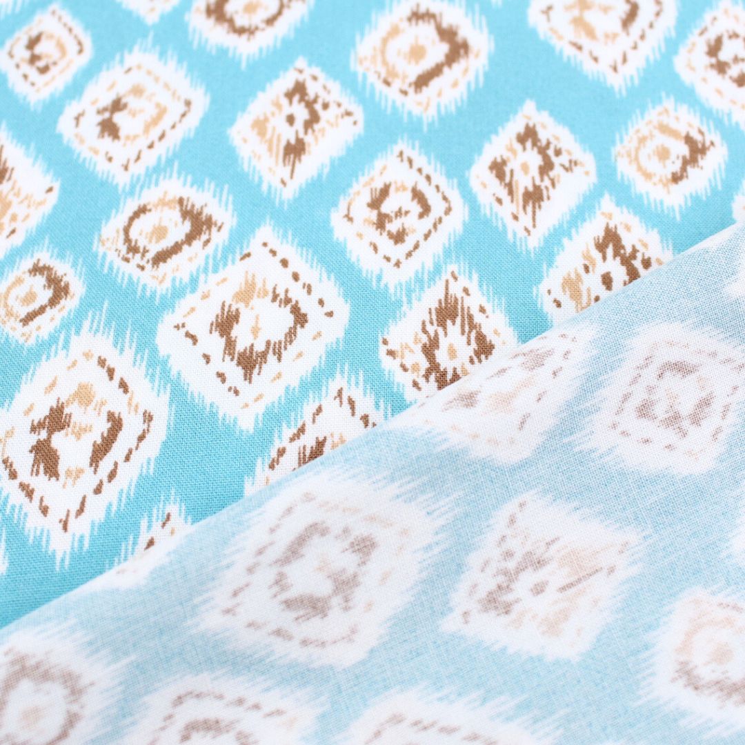 Viskosestoff mit Rautenmuster | Türkisblau - Stofftime