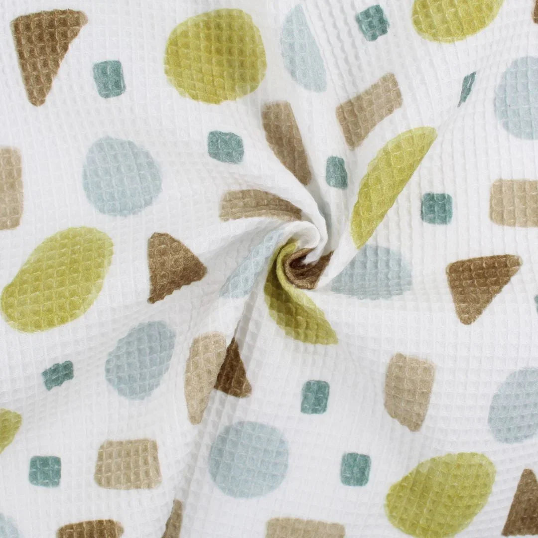 Waffelstoff geometrische Figuren | Gelb - Stofftime