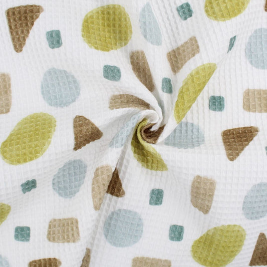 Waffelstoff geometrische Figuren | Gelb - Stofftime