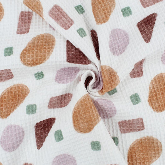 Waffelstoff geometrische Figuren | Rosa - Stofftime