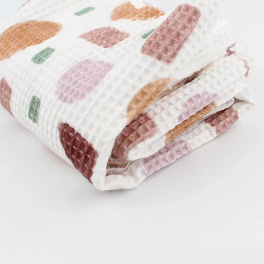 Waffelstoff geometrische Figuren | Rosa - Stofftime