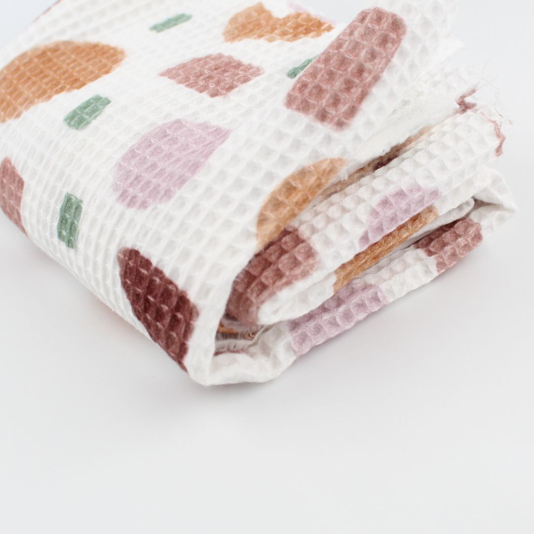 Waffelstoff geometrische Figuren | Rosa - Stofftime