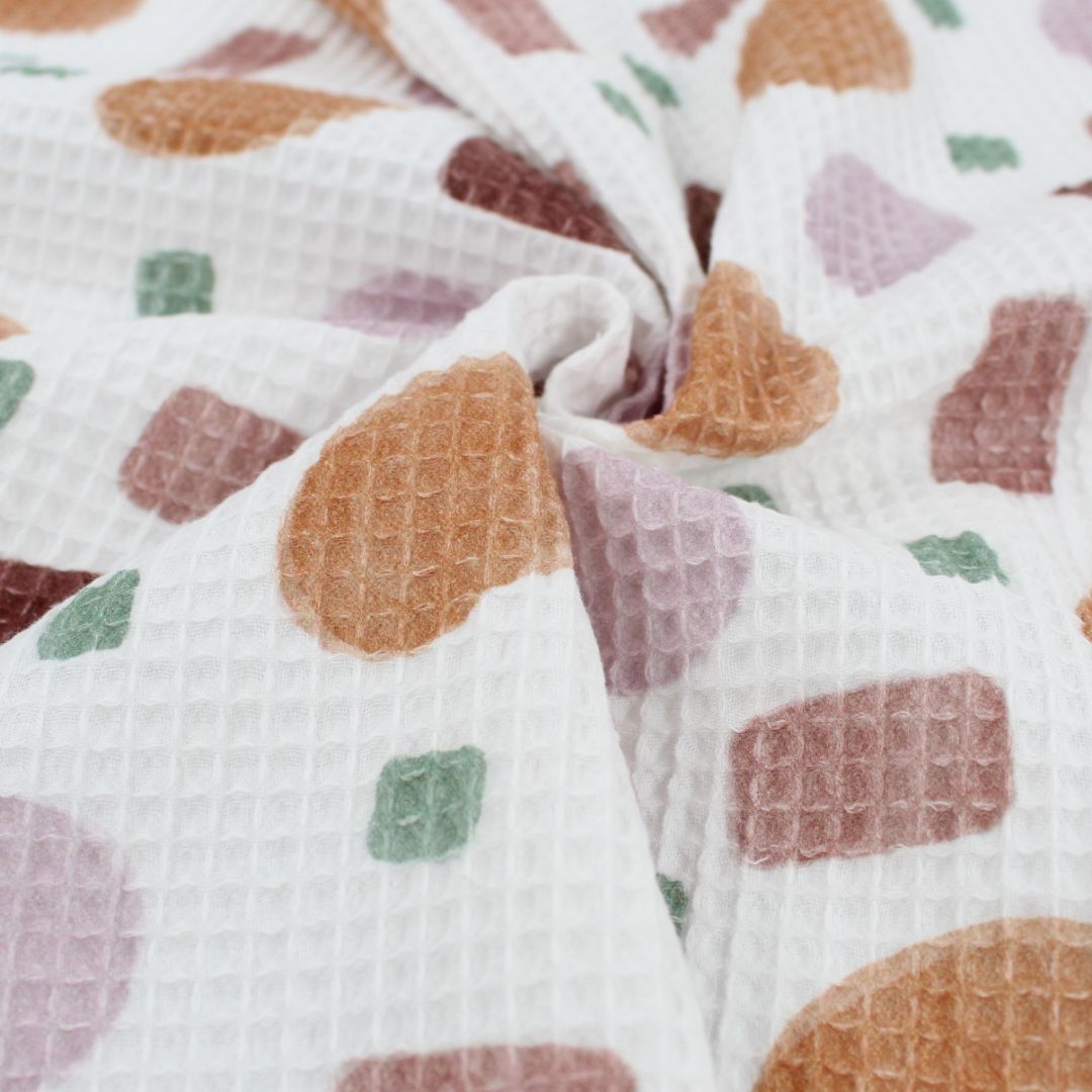 Waffelstoff geometrische Figuren | Rosa - Stofftime