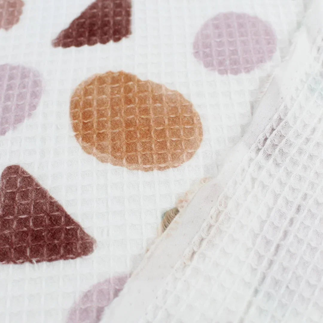 Waffelstoff geometrische Figuren | Rosa - Stofftime