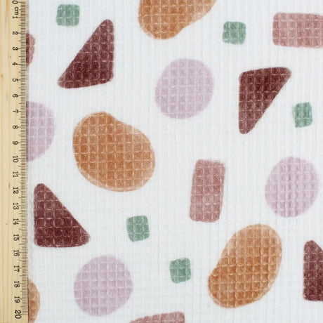 Waffelstoff geometrische Figuren | Rosa - Stofftime