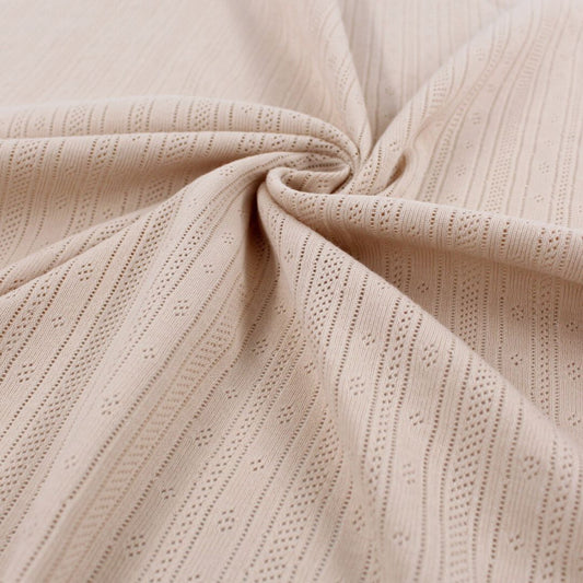 Weicher Pointoille Jersey Streifen | Hellbeige - Stofftime